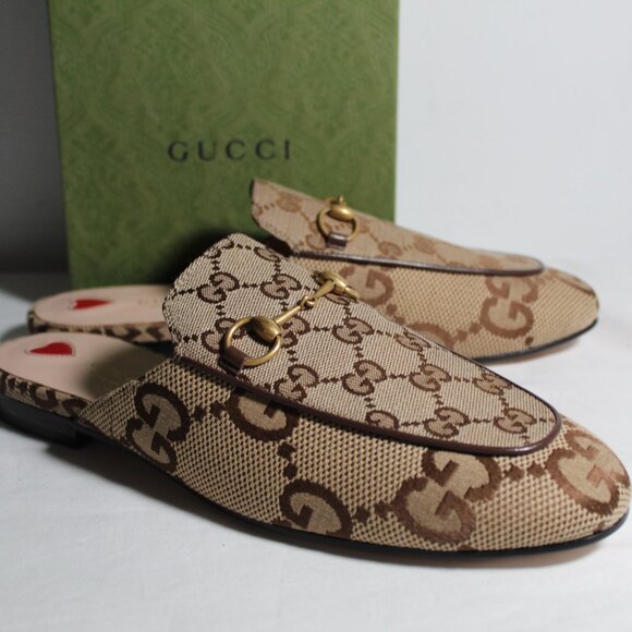 NWB Gucci Jumbo GG Supreme Princetown Horsebit Flats Mules Slip Ons 40 - Picture 2 of 5
